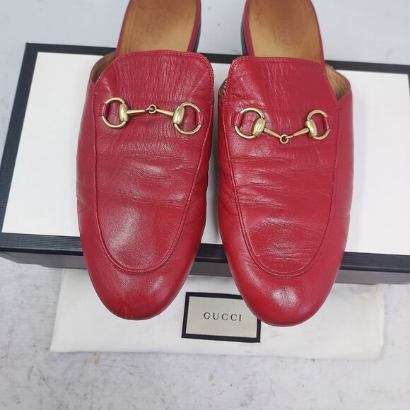 Gucci Princetown Red Leather Slip-on Mule Shoe - Picture 9 of 12